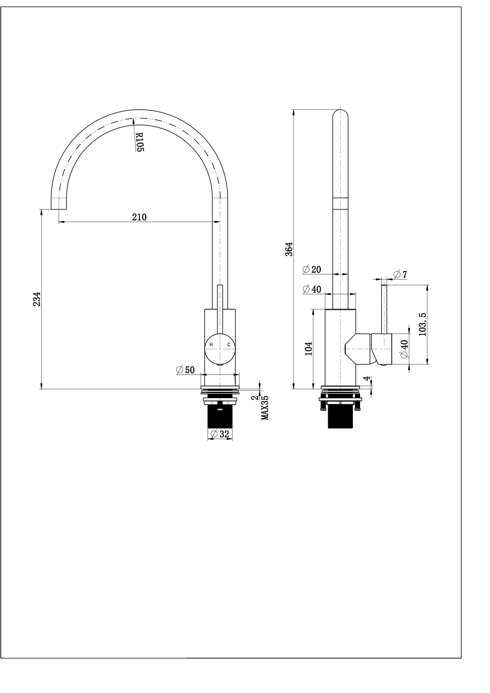 2024 Faucet Deck Mounted Kitchen Sink Tap Stainless Steel Kitchen Faucet Single Handle Hot Cold Mixer Tap