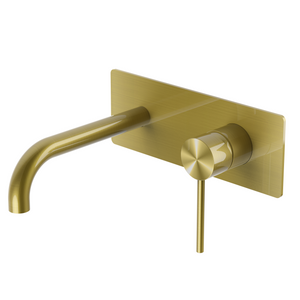 Bathroom Wall Mounted Hot And Cold Brushed Gold Basin Taps Faucet Mixer