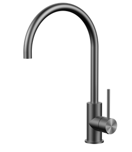 Factory Wholesale Brushed Gun Metal SS304 Stainless Steel Mixer Kitchen Sink Water Gooseneck Deck Mounted Faucets