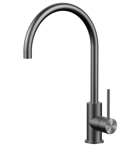 Factory Wholesale Brushed Gun Metal SS304 Stainless Steel Mixer Kitchen Sink Water Gooseneck Deck Mounted Faucets