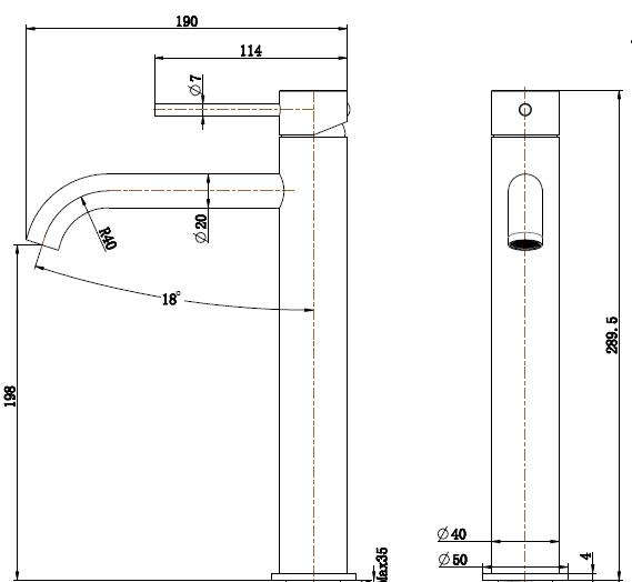 Wholesale Designer CUPC Stainless Steel Wash Tall Basin Faucets, Single Lever Handle Cold And Warm Tap for One Hole Sink