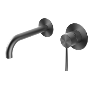 Wall Mounted Bathroom Sets Mixer Taps Faucets Brushed Gun Metal Round Wall Basin Mixer
