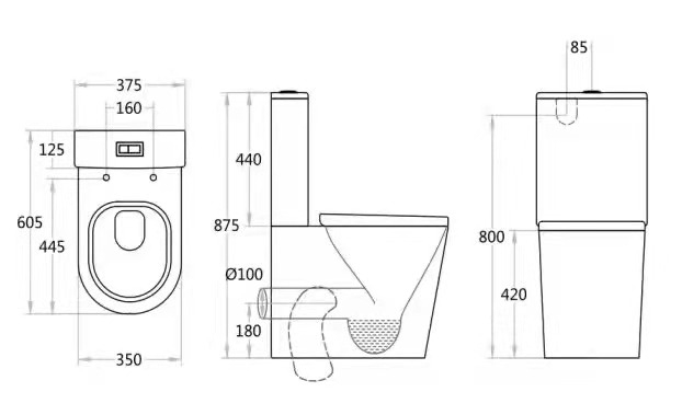 Watermark Product Set Water Closet Wholesale Two Piece Wc Toilet Rimless P Trap Toilet For Bathroom Back To Wall Toilet