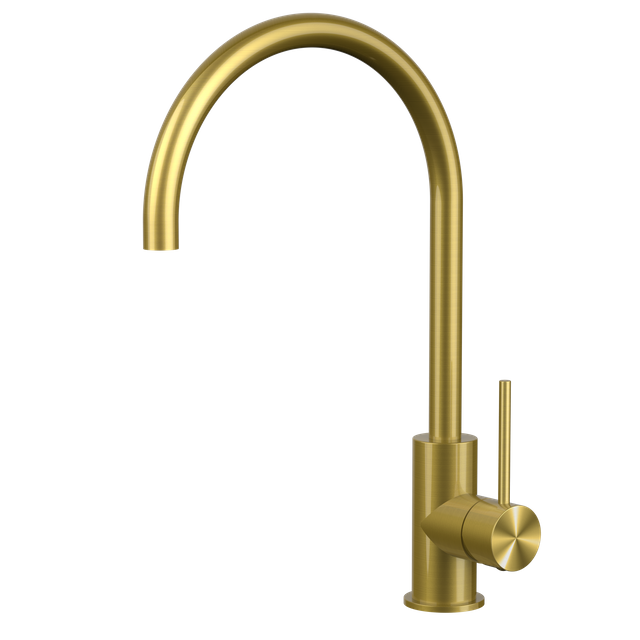 Watermark 304 Stainless Steel Kitchen PVD Brushed Gold Faucet Goose Neck Sink Mixer