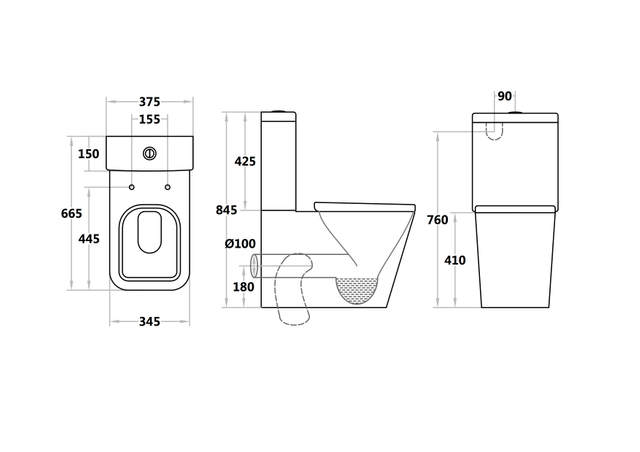 High Quality Sanitary Ware White Two Piece Ceramic WC Toilet Set