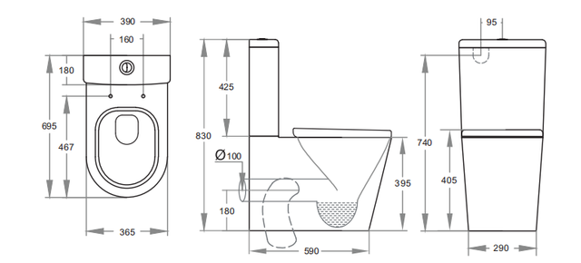 Water Mark Ceramic Two Piece Toilet Water Closet WC Toilet White Color Glazed Sanitary Wares Two Piece Toilet Set