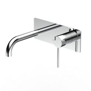Watermark 304 Stainless Steel Chrome Finish Handle Wall Basin Mixer Set With Back Plate Bathroom Faucet