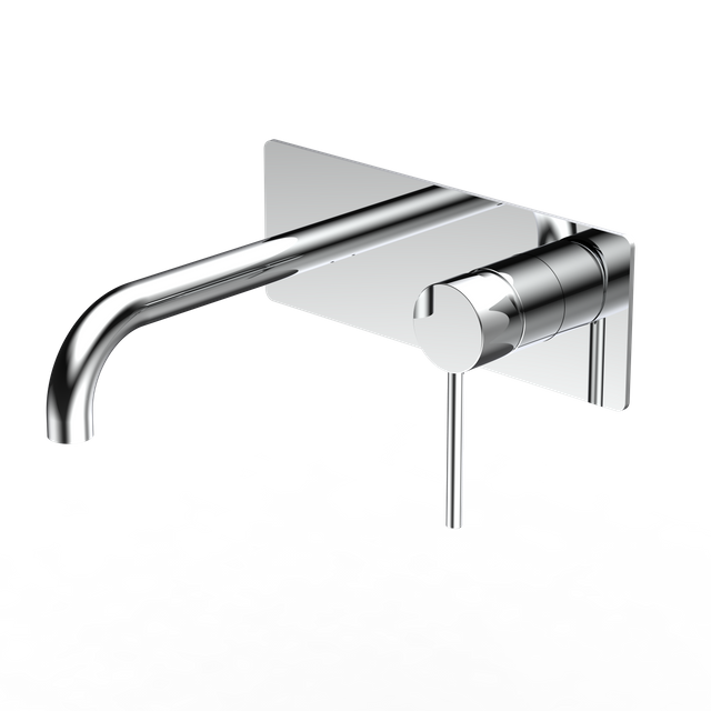 Watermark 304 Stainless Steel Chrome Finish Handle Wall Basin Mixer Set With Back Plate Bathroom Faucet 