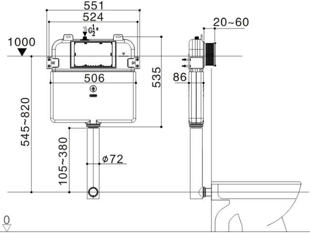 Australia Standard Toilet Tank Bathroom Watermark Wall Hung Toilet Flushing Concealed Cistern Tank