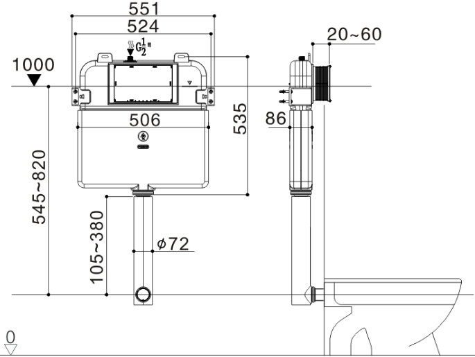 Australia Standard Toilet Tank Bathroom Watermark Wall Hung Toilet Flushing Concealed Cistern Tank