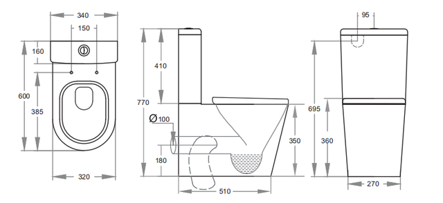 Watermark WELS Australian Bathroom Sanitary Ware Wc Water Closet Junior Toilet